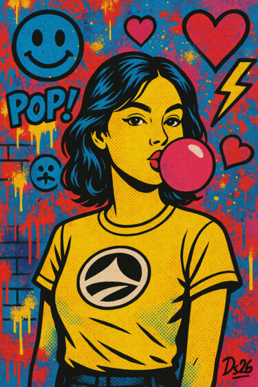 Pittura intitolato "Bubble Pop Girl" da Ds 26, Opera d'arte originale, Pittura digitale