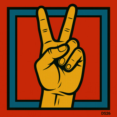 Schilderij getiteld "Peace Sign" door Ds 26, Origineel Kunstwerk, Digitaal Schilderwerk