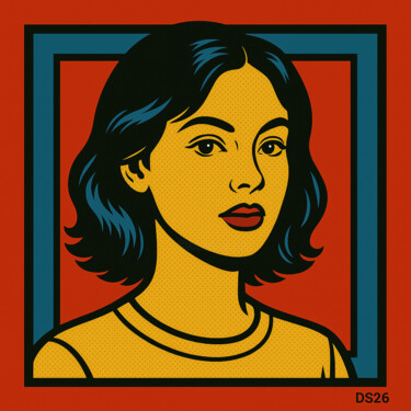 Pittura intitolato "Red Lips Girl" da Ds 26, Opera d'arte originale, Pittura digitale
