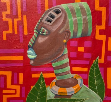 Pintura intitulada "Queen Mother" por Ahmed Partey, Obras de arte originais, Acrílico
