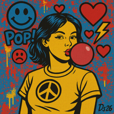 Pittura intitolato "Bubble Gum Pop Girl" da Ds 26, Opera d'arte originale, Pittura digitale