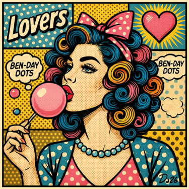 绘画 标题为“Ben Day Dots Lovers” 由Ds 26, 原创艺术品, 数字油画