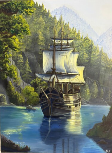 Painting titled "Сумеречные воды" by Mila Ostapenko, Original Artwork, Acrylic