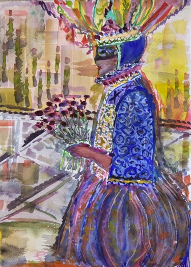 Σχέδιο με τίτλο "Carnival Priestess" από Yuliya Gündoğan (ostbiju_art), Αυθεντικά έργα τέχνης, Ακουαρέλα Τοποθετήθηκε στο Χα…