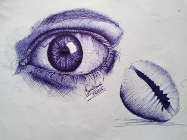 Disegno intitolato "Priceless Is the Eye" da Feranmi Oyeleye, Opera d'arte originale, Biro