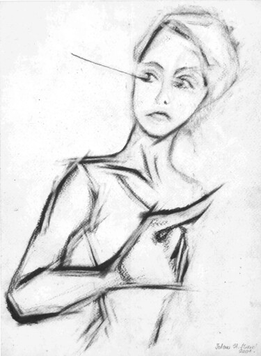 Woman /emphasized gazes Tekening getiteld "Woman /emphasized g…" door Jelena Stojkovic Miric, Origineel Kunstwerk, Grafiet