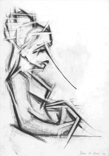 Woman with a bun hairstyle "Woman with a bun ha…" başlıklı Resim Jelena Stojkovic Miric tarafından, Orijinal sanat, Grafit