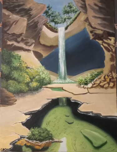 Schilderij getiteld "Cascade" door Nathalie Choury, Origineel Kunstwerk, Olie