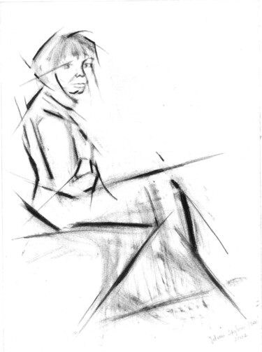 제목이 "Emphasized Gazes (w…"인 그림 Jelena Stojkovic Miric로, 원작, 숯