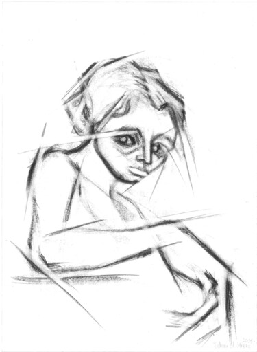 The Emphasized Gazes female figure (serial) Tekening getiteld "The Emphasized Gaze…" door Jelena Stojkovic Miric, Origineel Kunstwerk, Grafiet