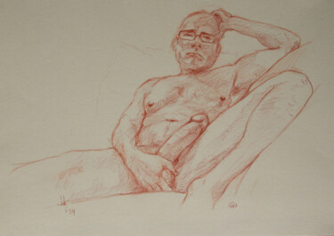 Disegno intitolato "Gio seated from lif…" da Jorge Bandarra, Opera d'arte originale, Matite colorate