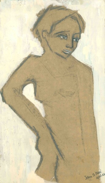 제목이 "Girl with short hair"인 그림 Jelena Stojkovic Miric로, 원작, 연필