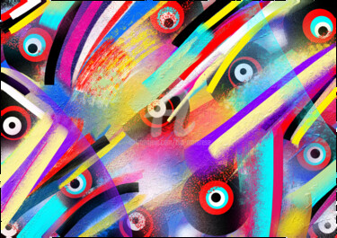 Digitale Kunst getiteld "BIRDS" door Tira Montrese, Origineel Kunstwerk, Digitaal Schilderwerk Gemonteerd op Frame voor hout…