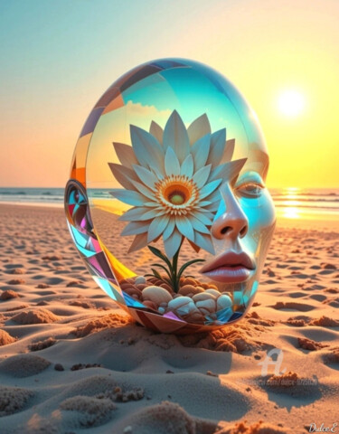 "CRYSTAL FLOWER" başlıklı Dijital Sanat Dulce tarafından, Orijinal sanat, AI tarafından oluşturulan görüntü Cam üzerine mont…
