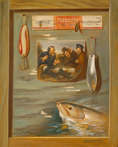 Ζωγραφική με τίτλο ""Fishing Tales"" από Tatiana Mcwethy, Αυθεντικά έργα τέχνης, Λάδι