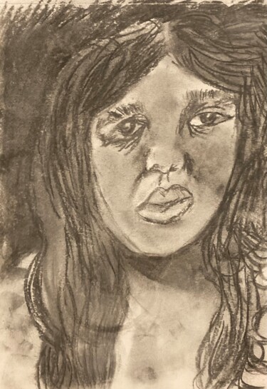 Рисунок под названием "Untitled(self portr…" - Cecily-Rose Ceillam, Подлинное произведение искусства, Древесный уголь