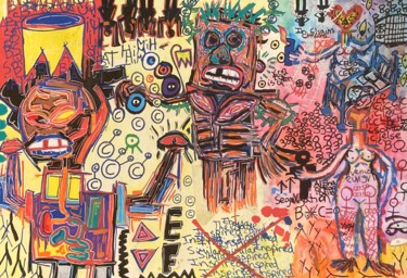 绘画 标题为“Basquiat hambles ba…” 由Cecily-Rose Ceillam, 原创艺术品, 标记