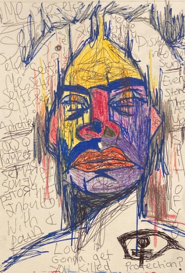 Drawing titled "Untitled self" by Cecily-Rose Ceillam, Original Artwork, Ballpoint pen