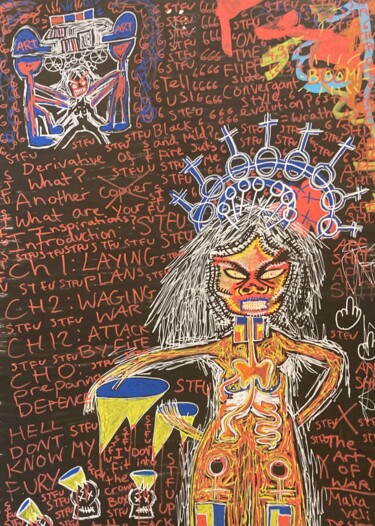 Painting titled "The art police" by Cecily-Rose Ceillam, Original Artwork, Marker
