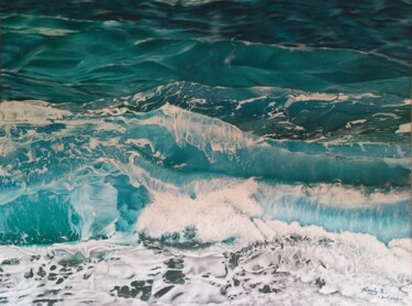 "Ocean wave" başlıklı Tablo Nivoaly Rabetafika tarafından, Orijinal sanat, Akrilik Ahşap Sedye çerçevesi üzerine monte edilm…