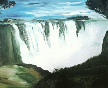 Ethereal Cascade Schilderij getiteld "Ethereal Cascade" door Sultan Aubekerov, Origineel Kunstwerk, Olie