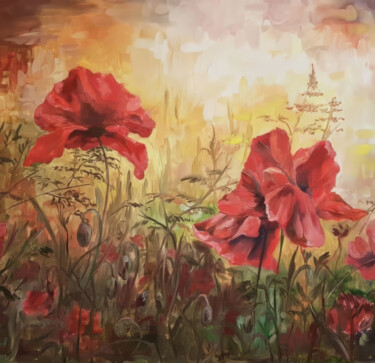Ephemeral Whispers of Vibrant Nature Pittura intitolato "Ephemeral Whispers…" da Sultan Aubekerov, Opera d'arte originale, Olio