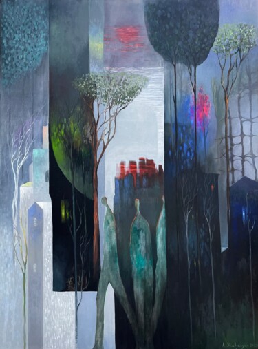 绘画 标题为“Walk in the city” 由Andranik Shahjanyan, 原创艺术品, 油 安装在木板上