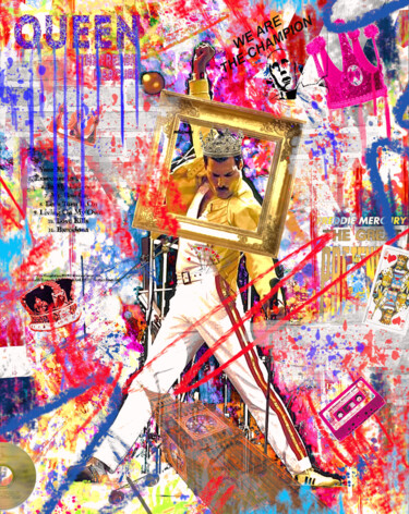 数字艺术 标题为“Street art célébrit…” 由Yank, 原创艺术品, 数字拼贴 安装在木质担架架上