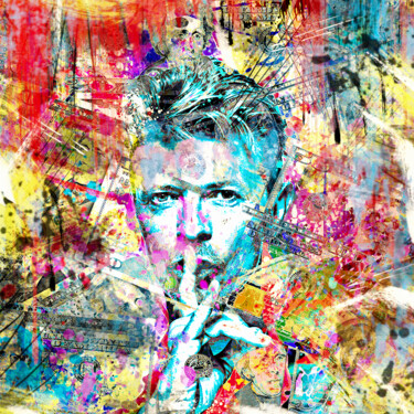 pop art Street art célébrité 1-David Bowie Arte digitale intitolato "pop art Street art…" da Yank, Opera d'arte originale, Collage digitale Montato su Telaio per barel…