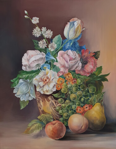 Tranquil Abundance of Nature's Bounty Pittura intitolato "Tranquil Abundance…" da Sultan Aubekerov, Opera d'arte originale, Acrilico