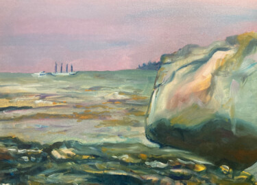 "Balance Rock Maine" başlıklı Tablo Michelle Moraczewski tarafından, Orijinal sanat, Petrol Ahşap Sedye çerçevesi üzerine mo…