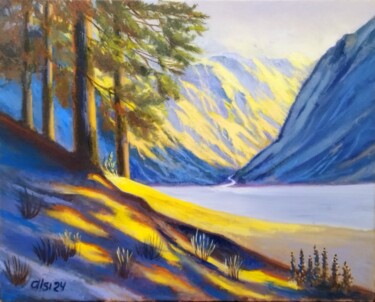 Blue peaks of dawn Картина под названием "Blue peaks of dawn" - Larisa Sidorova (Alsi), Подлинное произведение искусства, Масло Установлен на Д…