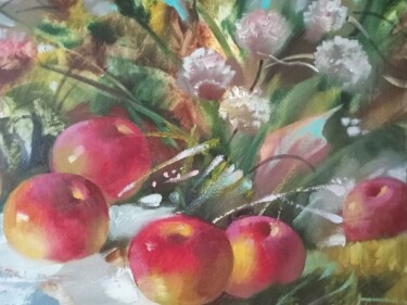 绘画 标题为“Apples in the Snow” 由Anatoly Tarabanov, 原创艺术品, 油 安装在木质担架架上