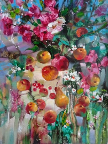 Painting titled "Fruit" by Anatoly Tarabanov, Original Artwork, Oil Mounted on Wood Stretcher frame