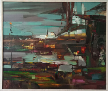 Pittura intitolato "Urban landscape" da Anatoly Tarabanov, Opera d'arte originale, Olio Montato su Telaio per barella in leg…