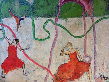 Pittura intitolato "Danse de glace" da Kamourange, Opera d'arte originale, Acrilico Montato su Telaio per barella in legno