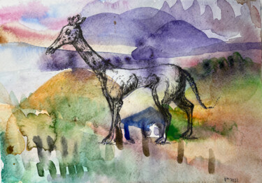 Drawing titled "KJTr / She began to…" by Leni Smoragdova, Original Artwork, Watercolor