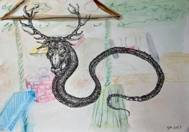 1r23 / She began to collect puzzles - {$M} Drawing titled "1r23 / She began to…" by Leni Smoragdova, Original Artwork, Watercolor
