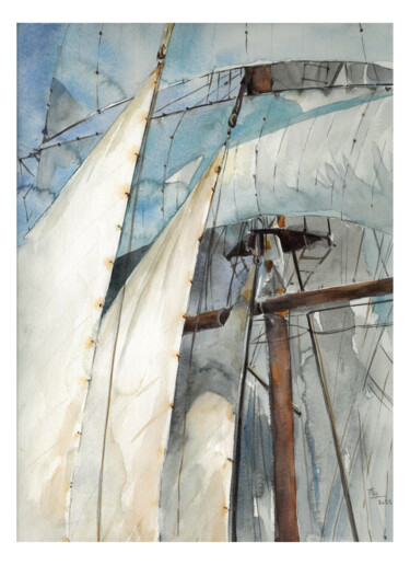 绘画 标题为“Voiles” 由Elise Baron, 原创艺术品, 水彩