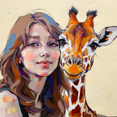 Digital Arts titled "18-Animal and woman" by Teresa Casas, Original Artwork, AI generated image