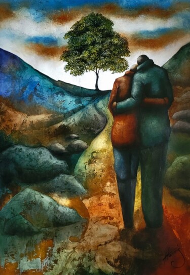 Pittura intitolato "Just The Three of Us" da Lou Harris, Opera d'arte originale, Olio