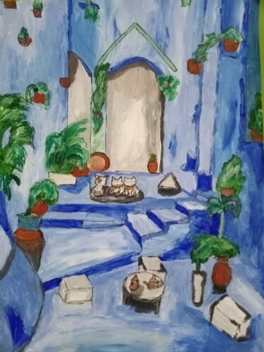 Schilderij getiteld "Chefchaouen style" door Fayza Benbouaanane, Origineel Kunstwerk, Acryl