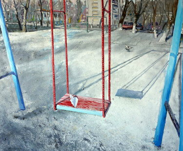 Schilderij getiteld "January 1" door Anatoly Varvarov, Origineel Kunstwerk, Olie Gemonteerd op Frame voor houten brancard