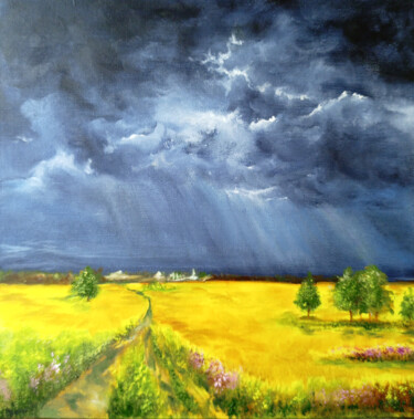 Beneath the Storm’s Silent Whisper 绘画 标题为“Beneath the Storm’s…” 由Sultan Aubekerov, 原创艺术品, 油
