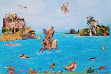 Le Maître des Océans Collages titled "Le Maître des Océans" by Isabelle Flegeau, Original Artwork, Collages
