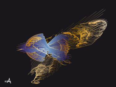 Digital Arts titled "Mystical bird" by Oksana Budnichenko, Original Artwork, Digital Painting