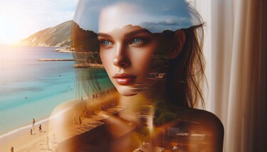 Arts numériques intitulée "Plage Fantôme" par Modane, Œuvre d'art originale, Image générée par l'IA