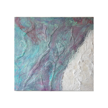 White sand on blue lagoon. Panels made of wool Peinture intitulée "White sand on blue…" par Maria Opalinskaya, Œuvre d'art originale, Fibre Textile