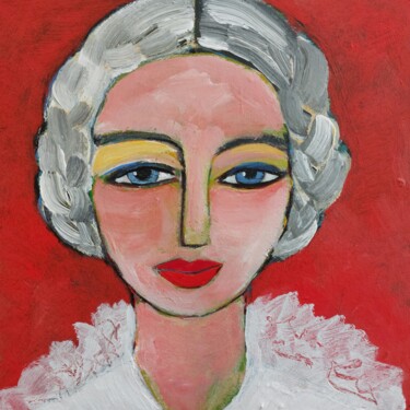 Girl with braids (2) 제목이 "Girl with braids (2)"인 미술작품 Nelly Van Nieuwenhuijzen로, 원작, 아크릴 목재 패널에 장착됨