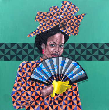 African Royale Schilderij getiteld "African Royale" door Feranmi Oyeleye, Origineel Kunstwerk, Acryl